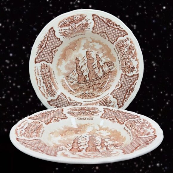 Fair Winds Alfred Meakin Staffordshire England Ceramic Bowl 2 pcs Set Grand Turk - Picture 1 of 12